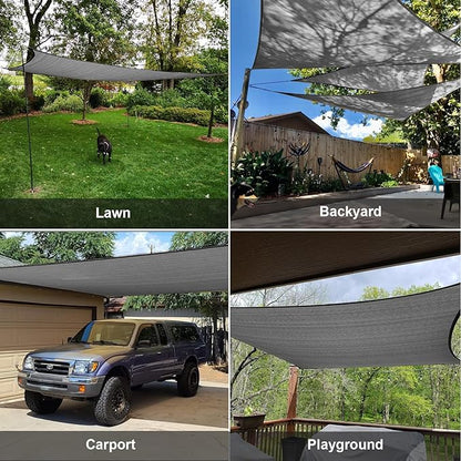 SUNLAX Large Sun Shade Sail 20' x 20' Dark Grey Square Canopy Sail Shade Cover UV Block Permeable Sunshade Outdoor for Patio Backyard (We Make Custom Size)