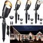 Gardenreet Brass Landscape Lighting - Black Outdoor Low Voltage Spotlights LED, 12V Wired Uplights, Waterproof Spot Lights for Outside Trees with 5W 4000K Natural White MR16 Bulb (4 Pack)