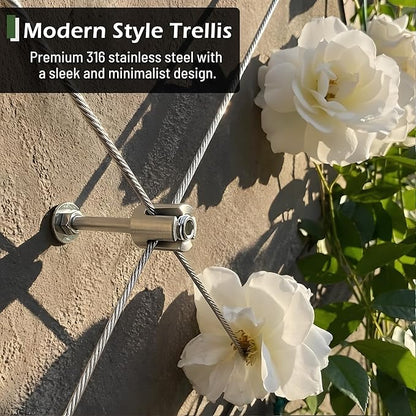 Wire Trellis for Climbing Plants Outdoor, 20-Set Wall Wire Trellis Kit with 1/8in x 98ft Stainless Steel Cable & Cutter, T316 Espalier System for Fence and Garden DIY Projects