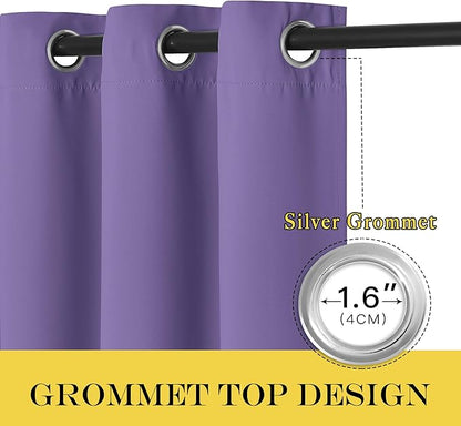NICETOWN Blackout Curtains 72 inches Long, Grommet Privacy Window Treatment Thermal Insulated Room Darkening Sliding Glass Door Drape for Bedroom Living Room, 1 Panel, W100 x L72, Lilac Purple