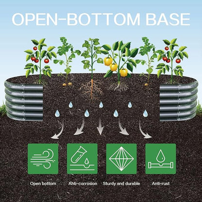 Gardmax Galvanized Raised Garden Bed, Lightweight Planter Boxes Outdoor with Easy Assembly, Large Garden Bed for Vegetables, Fruits, Flower Dark Grey 8FT