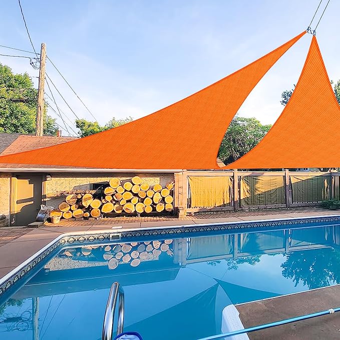 E&K Sunrise 18' x 18' x 18' Sun Shade Sail Triangle Canopy Shade Cover UV Block for Patio Backyard Garden Outdoor (Orange)