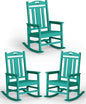 Ciokea Oversized Outdoor Rocking Chairs Set of 3, 380lbs Heavy-Duty Large Patio Rocker, High Back Cozy Porch Chairs, Weather Resistant Patio Rocking Chairs for Outside, Fire Pit, Deck, Aruba Blue