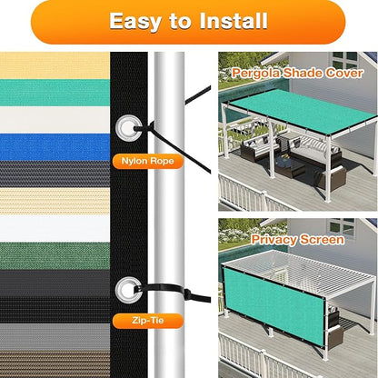 Artpuch Outdoor Pergola Shade Cover 7' X 10' Sun Shade Cloth with Grommets, 90% UV Protection Canopy Patio Privacy Screen (Customized Available) GN107, Turquoise