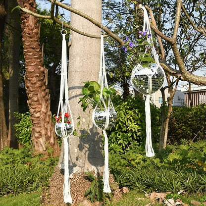 6" Disco Ball Planter, Disco Ball Plant Hanger with Hanging Rope, Hanging Chain, Hook, Circle and Extra Mirror Pieces