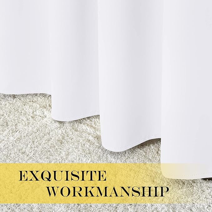 NICETOWN White Room Darkening Curtain 120 inches Long for Living Room - Grommet Solid Thermal Insulated Grommet Light Blocking Window Treatment for Bedroom (1 Panel, W52 x L120)