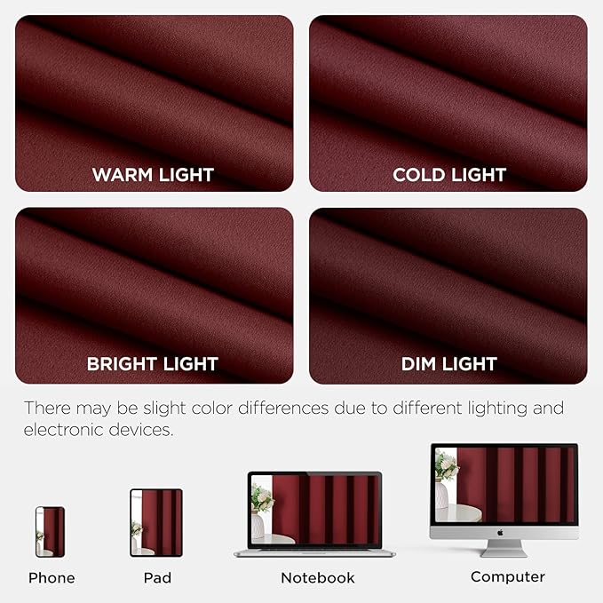 Joydeco Blackout Patio Sliding Door Curtains 108 Inches Long, Grommet Privacy Room Divider Curtains, Extra Wide Thermal Blackout Drapes for Bedroom Living Room (Burgundy Red, 70Wx108L, 1 Panel)