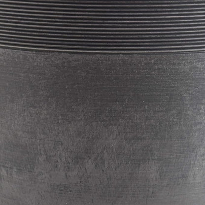 PSW Pot Collection 16-inch Plastic/Stone/Wood Composite Large Ribbed Planter – No Drainage Hole (Drillable), Indoor/Outer Garden Pot for Foliage, Trees, Flowers, Ferns, Cement Gray