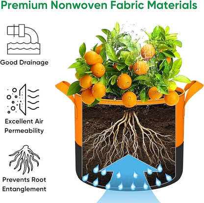 5-Gallon Grow Bags: 6 Pack Heavy Duty 350G Thickened Fabric Pots Nonwoven Felt Garden Bags for Growing Vegetable Fruit Flower with Plant Labels