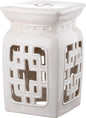 Safavieh Castle Gardens Collection Beijing Filigree Antique White Glazed Ceramic Garden Stool