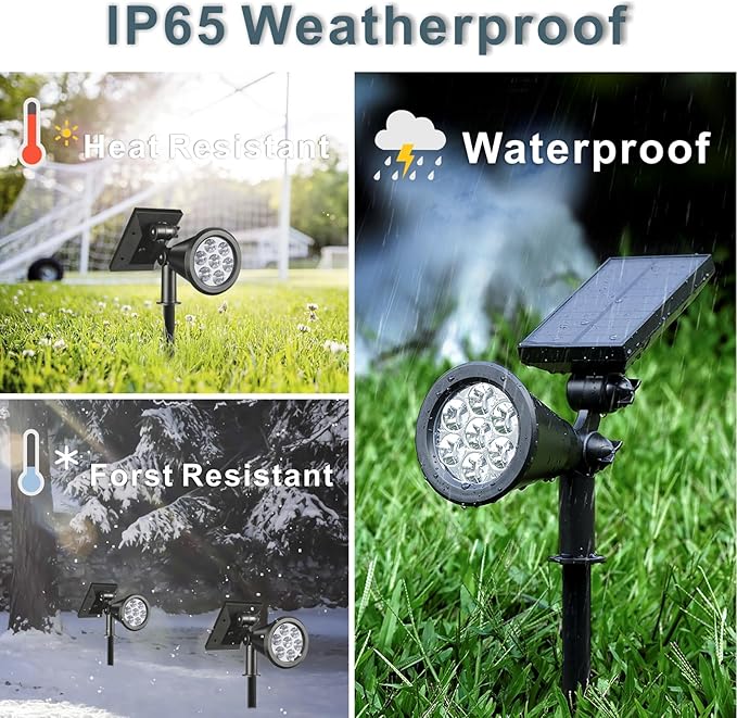 Solar Spotlights Outdoor, 7-LED Flag Pole Spot Lights, RGB Color Changing Solar Powered Landscape Flagpole Light, Dusk-to-Dawn Waterproof Ground Spotlight for Christmas Tree Yard Garden (Multicolored)