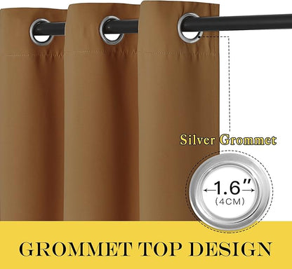 NICETOWN Room Divider Curtain 132 Inches Long, Wide Blackout Sliding Door Curtain for Bedroom, Room Darkening Privacy Window Curtain for Patio Door (1 Panel Set, Gold Brown, 80 x 132 Inch)