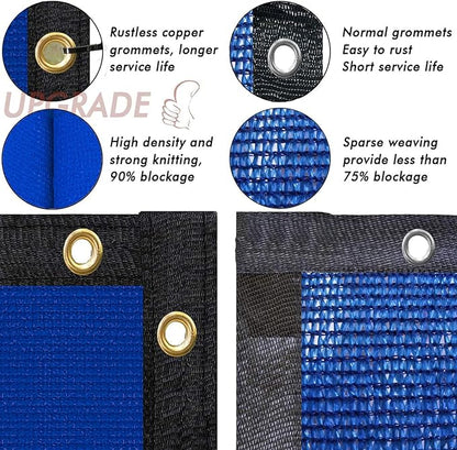 UPGRADE Privacy Screen 5' x 50' Fence Commercial Shade Cover with Brass Grommets Heavy Duty Perfect for Outdoor Back Yard, Blue, Customizable