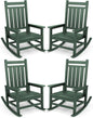 SERWALL Oversized Outdoor Rocking Chair Set of 4, HDPE Rocker for Adults, Patio Rocking Chairs for Porch, Green