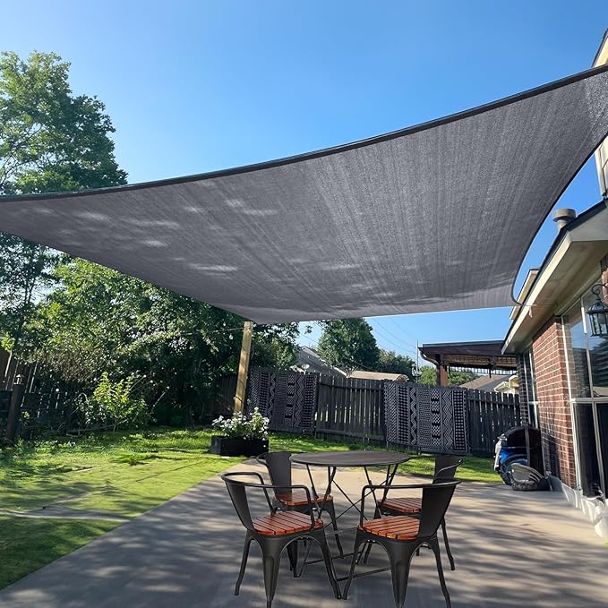 SUNLAX Sun Shade Sail 7' x 20' Dark Grey Rectangle Canopy Sail Shade Cover UV Block Permeable Sunshade Outdoor for Patio Backyard Deck Pergola (We Make Custom Size)