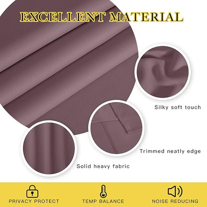NICETOWN Blackout Small Window Curtain 54 inches Length - Thermal Insulated Solid Grommet Sound & Light Reducing Room Darkening Drape for Kitchen/Nursery, Dry Rose (1 Panel, W52 x L54)
