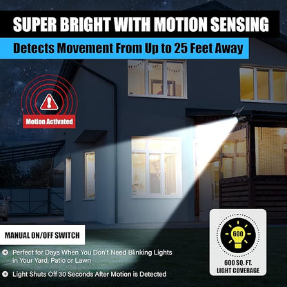 Bell+Howell Bionic Spotlight Motion Solar Spot Lights Outdoor Waterproof, Landscape Light, Outdoor Solar Yard Lighting Weather Resistant, Super Bright LED Lights, for Garden, Lawn As Seen On TV