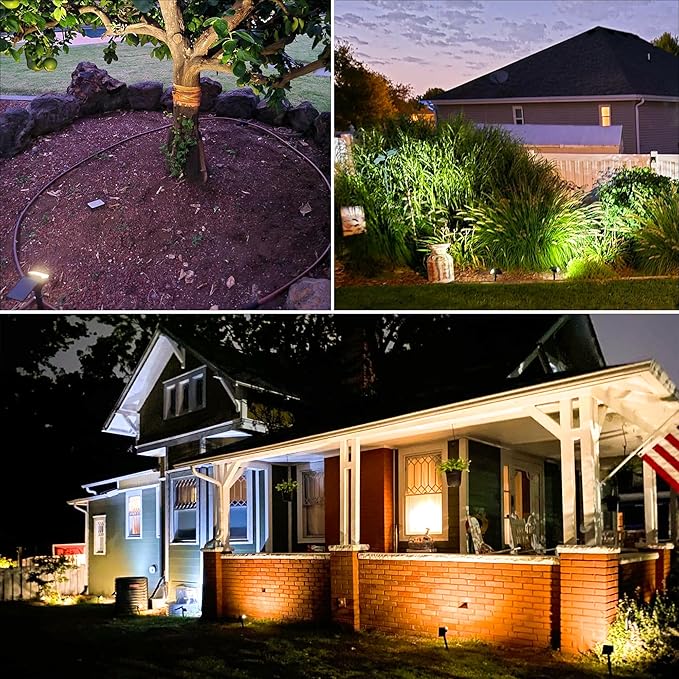 VOLISUN Solar Spotlight Outdoor, IP67 Waterproof Solar Landscape Spot Lights，Uplights for Yard Garden Pathway - 8 Pack (Warm White) 27 LED 3 Lighting Modes