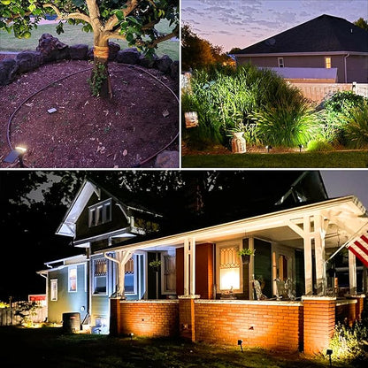 VOLISUN Solar Spotlight Outdoor, IP67 Waterproof Solar Landscape Spot Lights，Uplights for Yard Garden Pathway - 12 Pack (Warm White) 27 LED 3 Lighting Modes