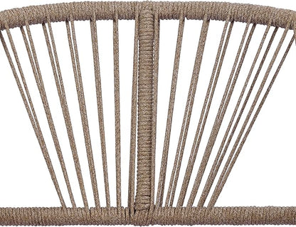 Merax 4-Piece Acacia Wood Patio Conversation Set - Curved Tub Loveseat & Chairs with Woven Rope Accents,Slatted Coffee Table & Weather-Resistant Cushions for Outdoor Deck,Garden or Balcony,Teak+ Beige