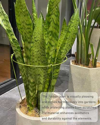 3 Pack Plant Support Stakes, Adjustable Plant Ring Cages with Green Rubber Wrapping, Ideal for Orchids, Indoor and Outdoor Potted Plants, 10" Wide x 17" High