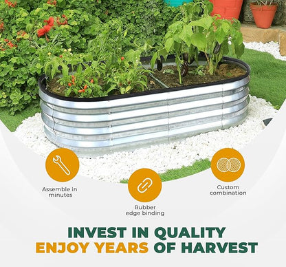 Utopia Home Galvanized Raised Garden Bed, 6 by 2 by 1 feet Lightweight Planter Boxes Outdoor with Easy Assembly, Large Garden Bed for Vegetables, Fruits, Flowers, Silver
