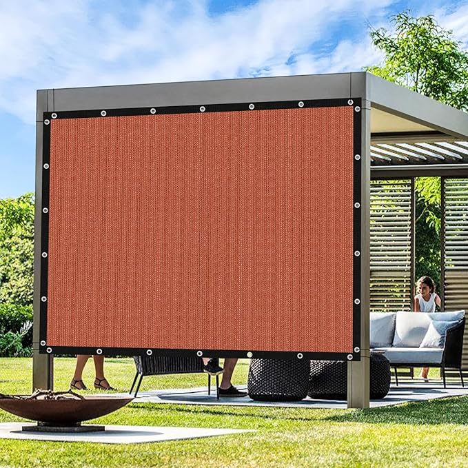 Artpuch 90% Sun Shade Cloth, 8 x 10 FT Pergola Shade Cover Canopy with Grommets, Sun Screen Fabric Tarp for Patio, Outdoor, Garden, Backyard, Rust Red