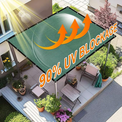 Artpuch 90% Sun Shade Cloth, 12 x 16 FT Pergola Shade Cover Canopy with Grommets, Sun Screen Fabric Tarp for Patio, Outdoor, Garden, Backyard, Green