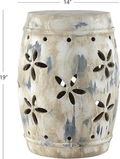 Safavieh Outdoor Collection Ilia Antiqued Cream Garden Stool