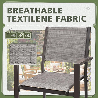 Flamaker Patio Chairs Textilene Outdoor Chairs Set of 6 Stackable Dining Chair for Backyard, Deck, Poolside (Grey)