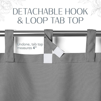 Elrene Home Fashions Matine Weatherproof Tab-Top Indoor/Outdoor Solid Color Curtain Panel for Porch, Pergola, Patio, Deck, 52”W x 108”L, Gray