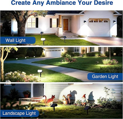 Solar Lights Outdoor Waterproof IP65, Super Bright LED with Lens, 6500K 2 Lighting Modes, Solar Powered Yard Garden Solar Spot Lights for Outside Landscape Auto On/Off -8 Pack