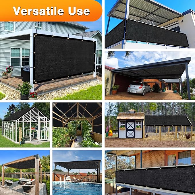 Artpuch Outdoor Pergola Shade Cover 17x24 FT Sun Shade Cloth with Grommets Black 90% UV Protection Canopy Patio Privacy Screen (Customized Available)
