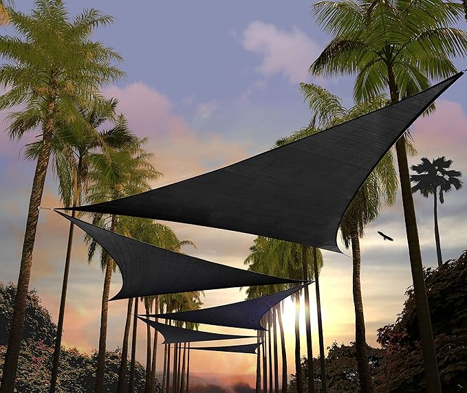 Amgo Custom Size 11' x 11' x 11' Black Triangle Sun Shade Sail UPF50+ AGTAPRT12, Order to Make Canopy Awning, 95% UV Blockage, Water & Air Permeable, Commercial Standard (We Customize)