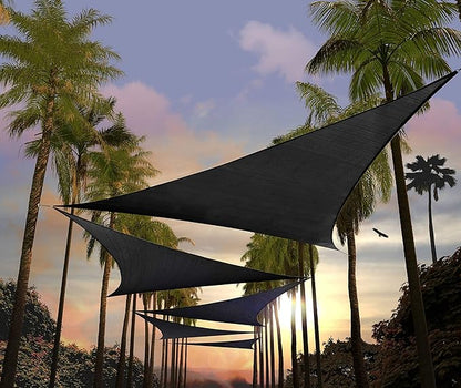 Amgo Custom Size 17' x 17' x 17' Black Triangle Sun Shade Sail Order to Make Canopy Awning UPF50+ AGSLT, 95% UV Blockage, Water & Air Permeable, 200GSM Commercial Standard (We Customize)