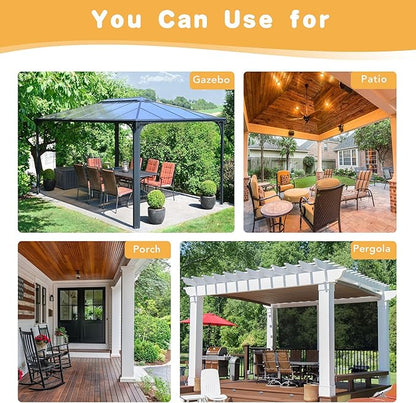 HolidayIdeas Outdoor Curtains for Patio Waterproof, 4 Panels - 54 x 84 Inch - Privacy Protection & Light Filtering Curtains Grey Grommet Outside Curtains for Porch, Gazebo, Pergola, Backyard