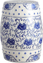JONATHAN Y TBL1000A Lotus Flower 17.8" Chinoiserie Ceramic Drum Indoor/Outdoor Garden Stool Bohemian, Coastal, Classic, Cottage, French Country, Traditional, Bathroom, Garden Room, Patio, Blue/White