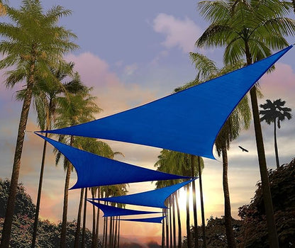 Amgo 8' x 8' x 8' Blue Triangle Sun Shade Sail UPF50+ Canopy Awning AGSLT, 95% UV Blockage, Water & Air Permeable, 200GSM Heavy Duty Commercial and Residential (We Make Custom Sizes)