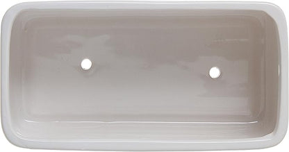 MyGift 10 Inch Modern Unglazed White Ceramic Indoor Plant Pot with Drainage Hole, Rectangular Succulent Planter Window Box with Removable Saucer, 2 Pack