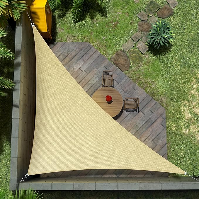 Amgo Custom Size 13' x 19' x 23' Beige Right Triangle Sun Shade Sail Order to Make Canopy Awning UPF50+ AGSLT, 95% UV Blockage, Water & Air Permeable, 200GSM Commercial Standard (We Customize)