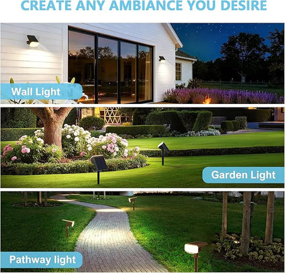 Solar Lights Outdoor Waterproof IP65, Super Bright LED, 3000K 2 Lighting Modes, Solar Powered Yard Garden Solar Spot Lights for Outside Landscape Auto On/Off -6 Pack