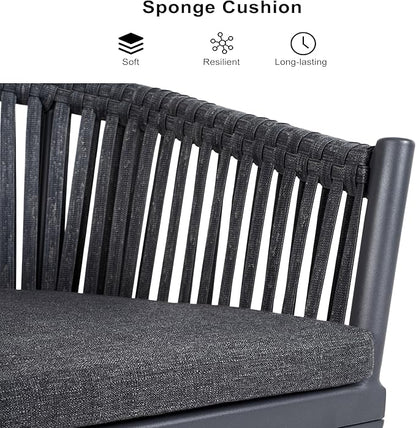 PURPLE LEAF 12 Pieces Outdoor Dining Set with Patio Aluminium Dining Table and Wicker Chairs Modern Furniture Cushions Sets for Backyard Indoor Decor Kitchen Gray