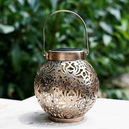Set of 2 Solar Lanterns Outdoor Hanging Decorative Lights for Garden Patio Porch Decorations. (Bronze)