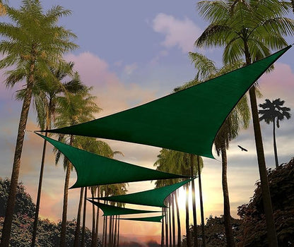 Amgo Custom Size 24' x 24' x 24' Green Triangle Sun Shade Sail Order to Make Canopy Awning UPF50+ AGSLT, 95% UV Blockage, Water & Air Permeable, 200GSM Commercial Standard (We Customize)