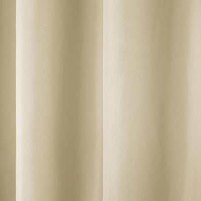 TOWN & COUNTRY BASICS Cabana Solid Heavyweight Indoor Outdoor Curtains, Light Filtering Opacity with Grommet Top, Water Repellent, 2-Pack Set, 54"x84", Natural