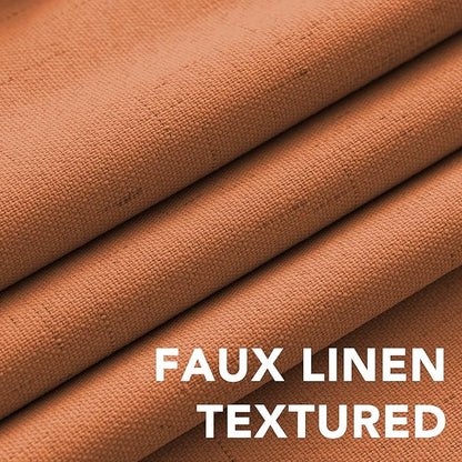 H.VERSAILTEX Halloween Curtains 100% Blackout Curtains for Bedroom Thermal Insulated Linen Textured Drapes Heat and Full Light Blocking Drapes Living Room Curtains 2 Panel Sets, Orange, 52x84 Inch