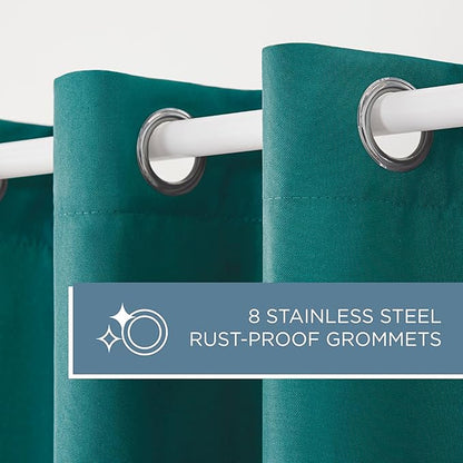 TOWN & COUNTRY BASICS Cabana Solid Heavyweight Indoor Outdoor Curtains, Light Filtering Opacity with Grommet Top, Water Repellent, 2-Pack Set, 54"x120", Dark Teal