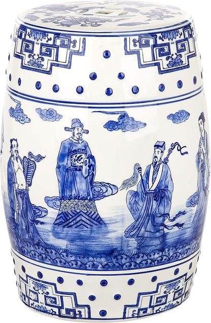 Safavieh Ocean Jewel Chinoiserie Ceramic Decorative Garden Stool, Blue