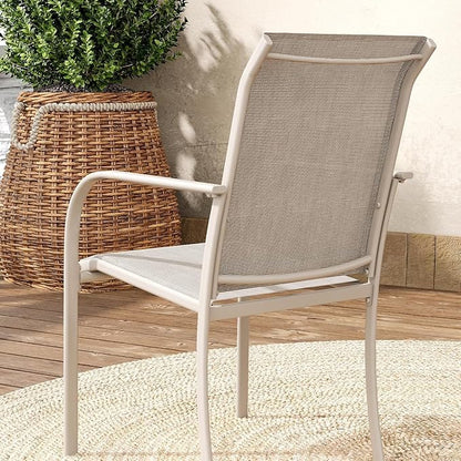 VICLLAX Patio Table and Chair Set of 4, All Weather Metal Round Outdoor Dining Furniture Set-40.6" Round Outdoor Table and Chairs, Sandshell Tabletop