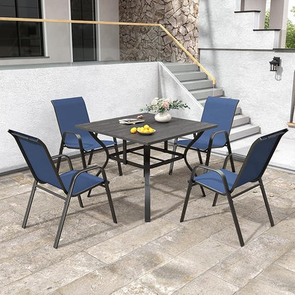 Patio Chairs Set of 6, Stackable Outdoor Dining Chairs for All Weather Textilene Fabric & Metal Frame, Outdoor Chairs Set for Backyard Deck Garden